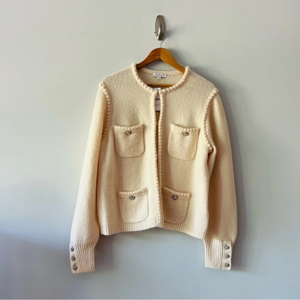 New J.Crew Odette sweater lady jacket with jewel buttons Size Large​​​